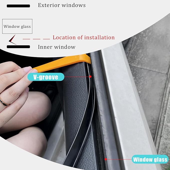 Pincuttee 4M/13.1FT Car Window Seal Strip, Car Window Weather Stripping Seal - Image 3