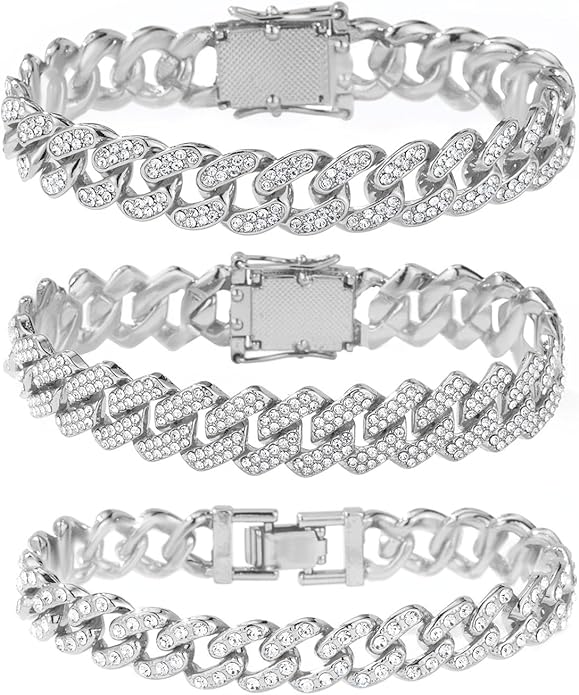 14K Gold Plated Ankle Bracelets for Women Cuban Link Anklets Plus Size Silver Ankle Bracelet Layered Link Anklet Set Rhinestone Bling Anklets Silver Jewelry for Women Gift Set