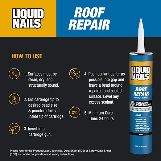 Liquid Nails Roof Repair, 10.3 oz | Waterproof All-Weather Leak & Crack Sealant - Image 3