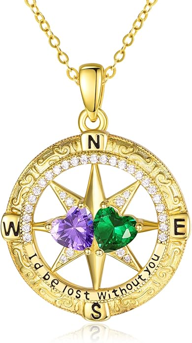 Valentine's Day Gifts for Wife 925 Sterling Silver Double Birthstone Pendant Necklaces I Love You for Always and Forever Necklace Anniversary Birthday Gifts for Wife Girlfriend Mom Her