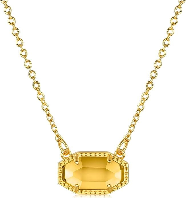 Birthstone Necklace for Women 14K Gold Plated Dainty Pendant Teen Trendy Stuff Jewelry Gift Chain 17+3 Inch