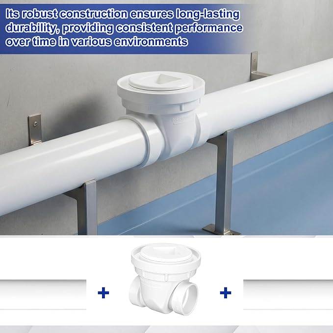 1 Pcs 1-1/2 Inch Backwater Valve White PVC Drain Backflow Preventer - Image 7