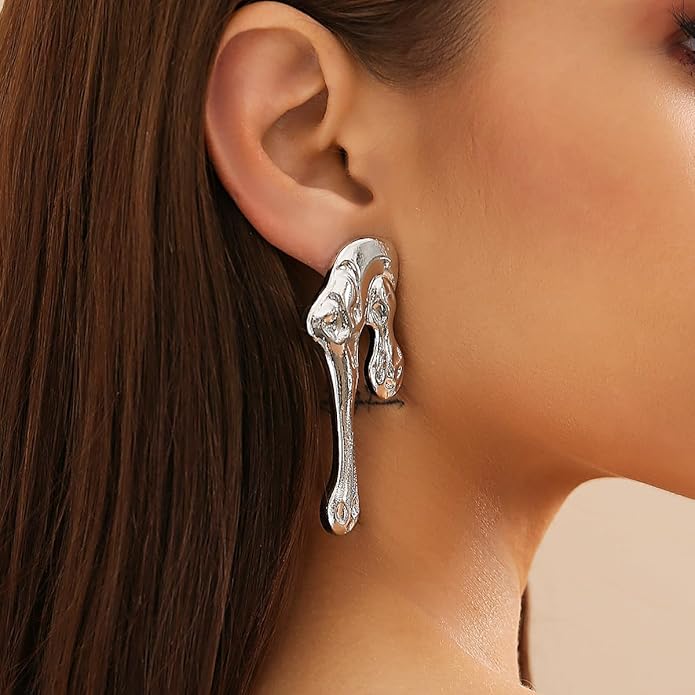 Irregular WaterDrop Earrings, Melted Liquid Irregular Stainless Steel Earrings, Embrace Minimalist Earrings, Statement Earrings for Women