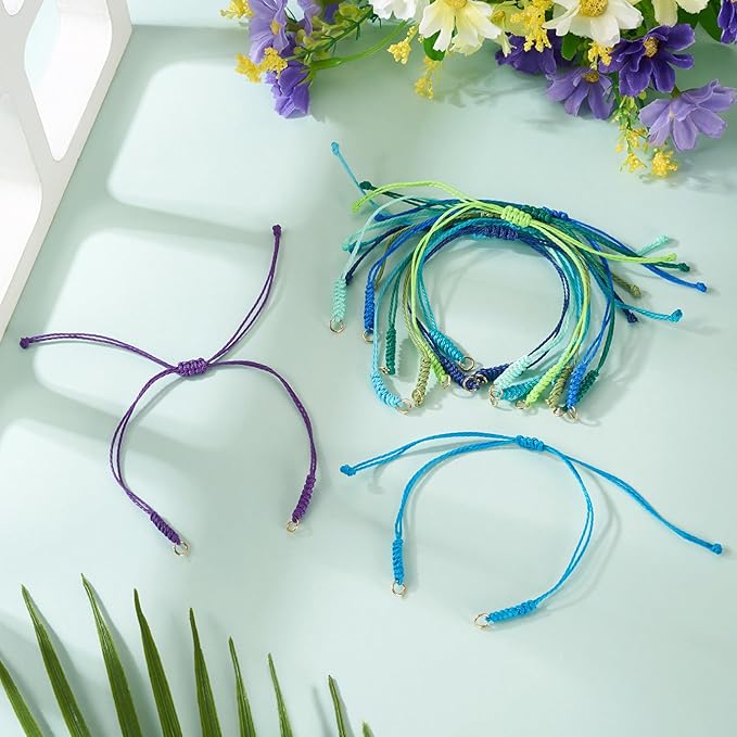 30Pcs Braided Adjustable Cord for Bracelet,Waxed Polyester Cord,Semi Finished Friendship Bracelet String,Adjustable Bracelet Knot Rope Handmade Braid String for Jewelry Making DIY Craft