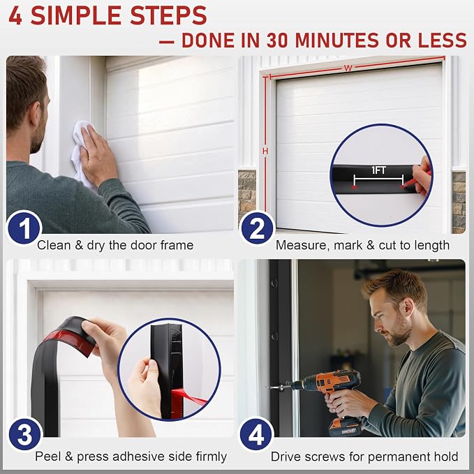 Garage Door Seal Top and Sides - 23 Ft Garage Door Weather Stripping Side Seal - Image 9