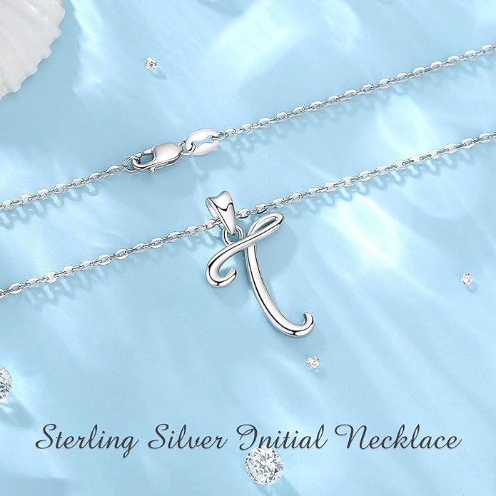 EUDORA Sterling Silver Initial Necklaces for Women, Classic 26 Letter Neckless Gifts for Girls, Sister, Mother Daughter, 18 inch Chain