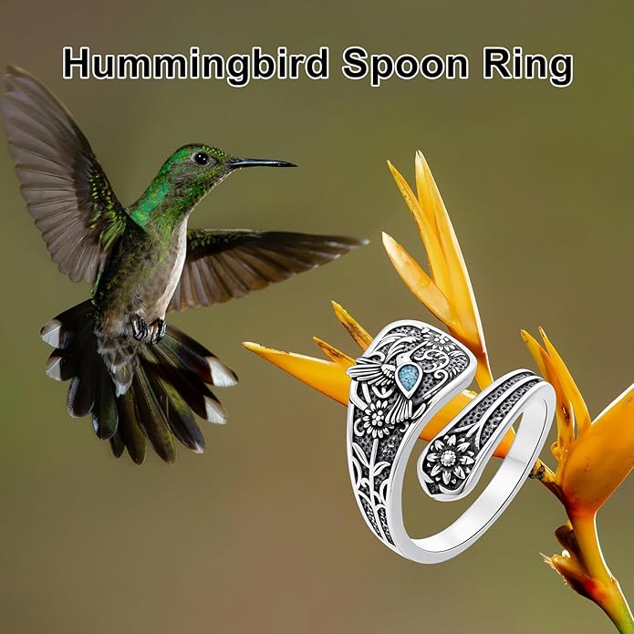 Spoon Ring for Women S925 Sterling Silver Dragonfly Ring Adjustable Thumb Rings Jesus Fish Rings Spoon Jewelry for Brithday Christmas