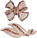 Elegant Leaf-shaped Crystal Brooch, Perfect for Any Occasion，Rose Gold/Silver