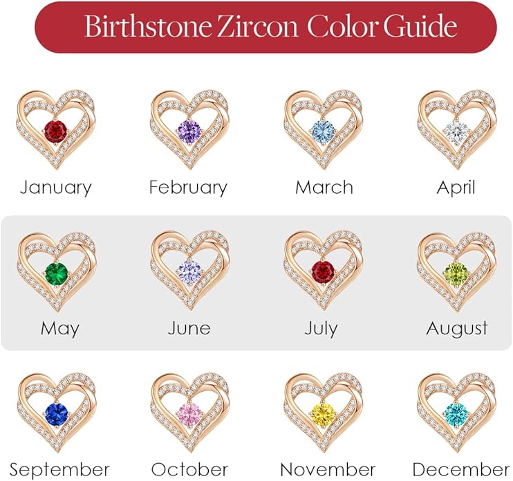 CDE Forever Love Heart Stud Earrings for Women, 925 Sterling Silver Birthstone Heart Stud Earrings Christmas Day Mother's Day Gift Anniversary Birthday Jewelry Gifts for Women Wife Her
