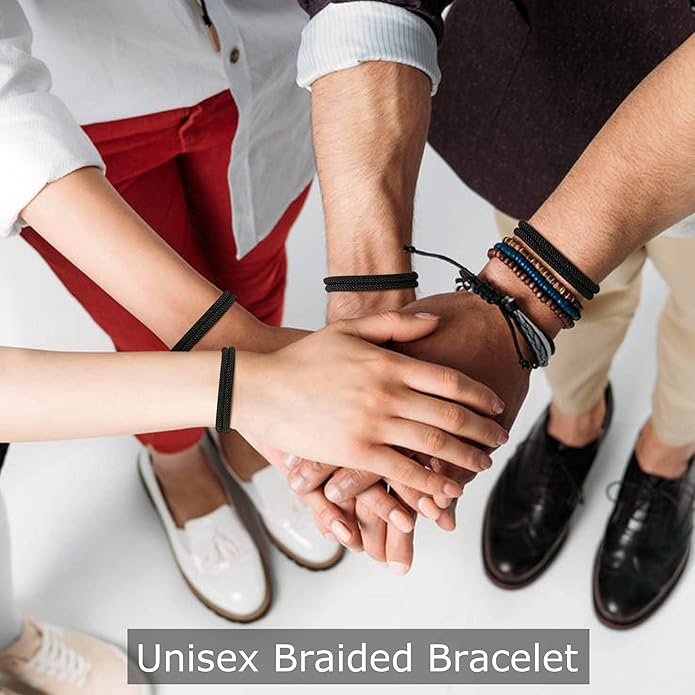 TempBeau Nautical Braided Rope Bracelets Set - 6 Pcs Adjustable Braided Cord Bracelet, Handmade Navy Marine String Bracelet with Metal Knot, Men Women Braided Bracelets Gifts