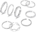 Jstyle Gold Stackable Rings for Women Non Tarnish Open Adjustable Rings Cubic Zirconia Thin Thumb Silver Ring Set 14K Gold Filled Pinky Knuckle Stacking Set - Dainty Statement Promise Band Ring Sets