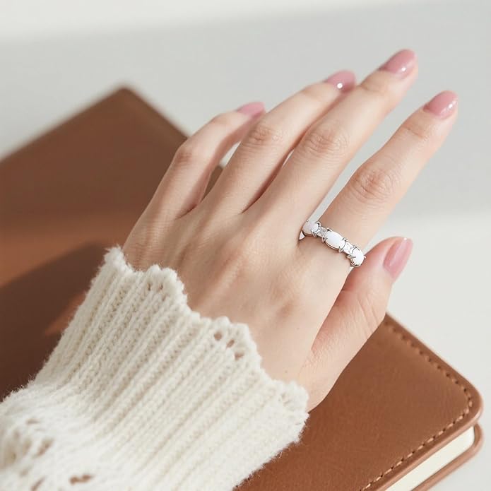 925 Sterling Silver Birthstone Rings for Women - Adjustable Size Women Jewelry Birthday Gifts for Girlfriend,Wife,Mom
