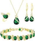 GZWHD Jewelry Set for Women CZ Earrings Necklace Ring Bracelet Set Prom Party Wedding Jewelry Gift for Mother Friend Wife