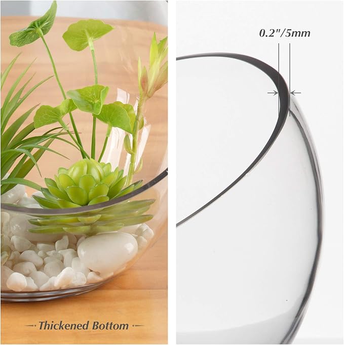 WGV Slant Cut Bowl Glass Vase Bulk, Width 11", Height 9.5", Candy Dish - Image 3