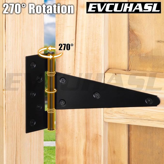 12 Inch T-Strap Gate Hinges, Shed Barn Door Hinges Heavy Duty, Yard Gate - Image 3
