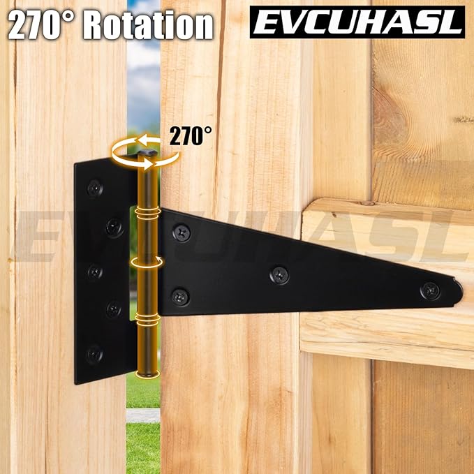 6 Inch T-Strap Gate Hinges, Shed Barn Door Hinges Heavy Duty, Yard Gate - Image 3