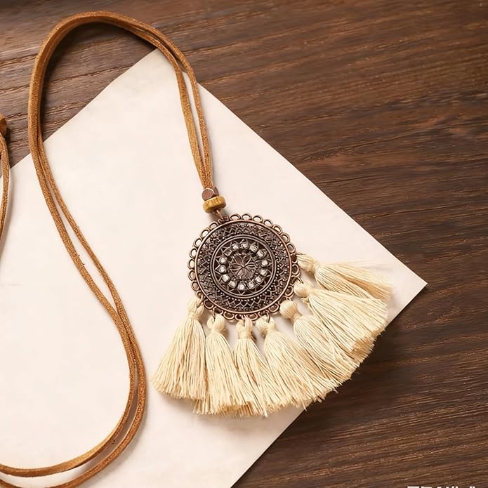 Boho Necklaces for Women, Vintage Pendant Necklaces Two Layers of Wear Choker, Adjustable Trendy Necklace Hippie Handmade Fashion Jewelry Accessories, Birthday Gifts