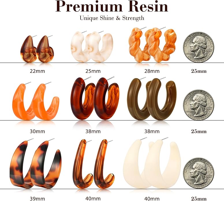 10 Pairs Chunky Gold Earrings for Women, Hypoallergenic Statement Hoops Earring for Multipack, Trendy Gold Chunky Hoop Earrings Jewelry for Gift