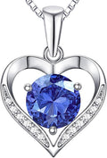 Heart Moissanite Birthstone Necklaces Anniversary/Birthday/Best Friend/Girlfriend/Wife Gifts for Her 925 Sterling Silver Pendant Necklace for Women