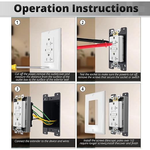 HXH Single Gang Receptacle Outlet Box Extender, 1/2 Inch, 3 Pack | - Image 3
