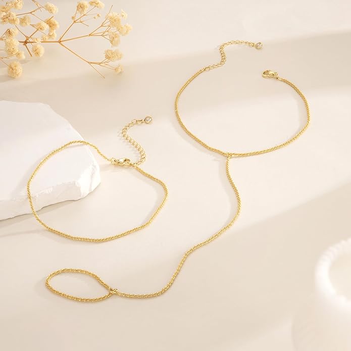 Ankle Bracelets for Women, Glitter Waterproof Adjustable Anklet for Women, 14K Gold Plated/Sterling Silver Layered Anklets, Summer Beach Anklet Jewelry for Women Gift