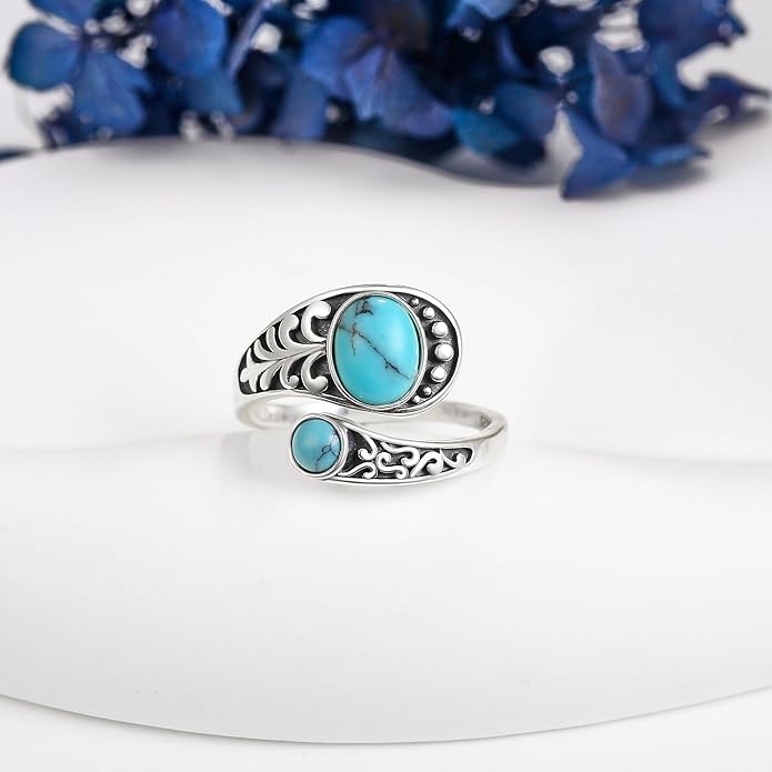 MONGAS Spoon Rings for Women Sterling Silver Horseshoe Witches Knot Filigree Open Adjustable Thumb Rings Horseshoe Witches Knot Filigree Jewelry Gifts for Women