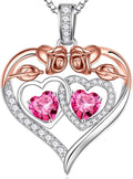Iefil Valentines Day Gifts for Her - 925 Sterling Silver Rose Heart Necklaces for Women, Anniversary Birthday Gifts for Wife Girlfriend Mom