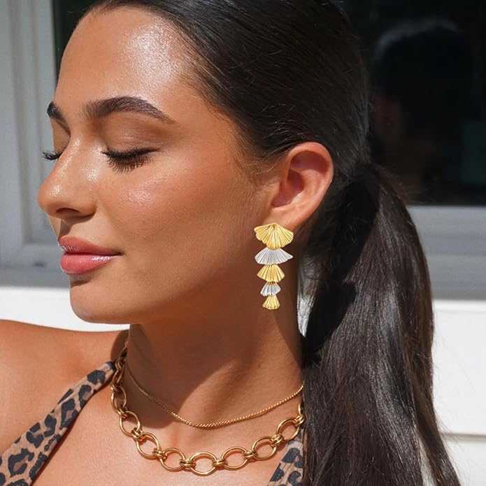Gold/Silver Shell Dangle Earrings for Women Seashell Drop Dangle Earrings Ocean Beach Earrings Summer Jewelry