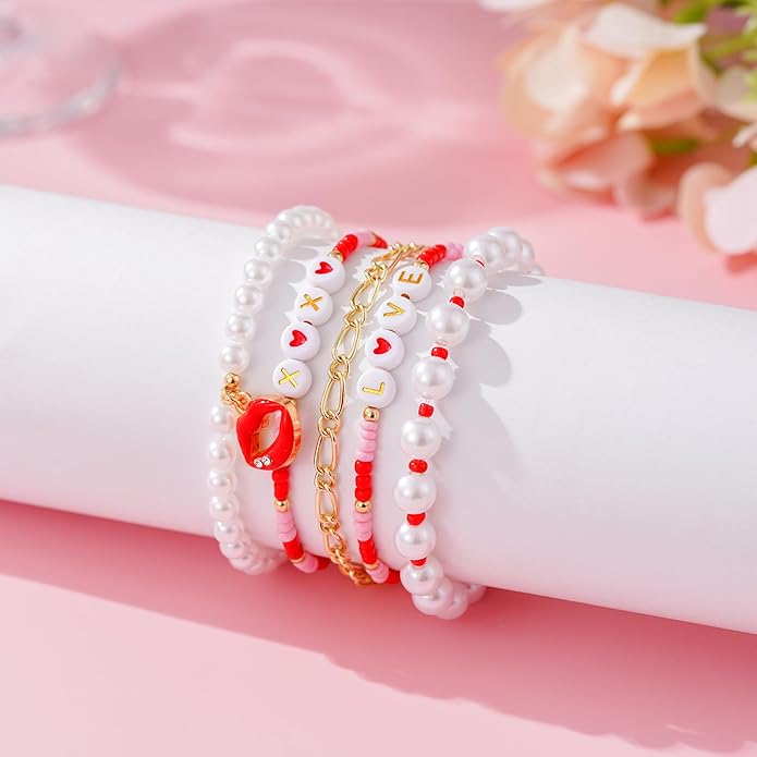 Heishi Beaded Stretch Bracelets for Women Stackable Polymer Clay Beads Bracelets Friendship Boho Summer Beach Bracelet Jewelry Set