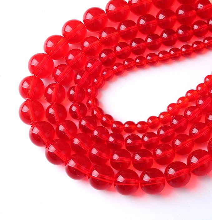 6mm 60pcs Garnet Red Glass Crystal Beads Natural Stone Beads for Jewelry Making Crystal Energy Healing Power Stone Beads DIY Bracelet Necklace Accessories (Red Glass, 6mm)