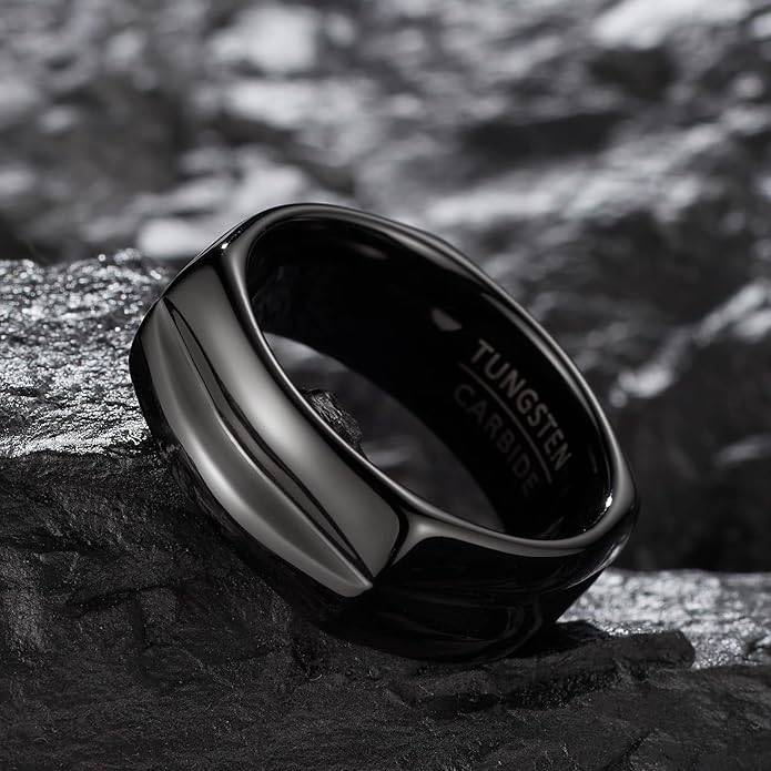 | Split-Face Band - 8mm Wide Precisionist Tungsten Ring for Men & Women | Wedding & Commitment