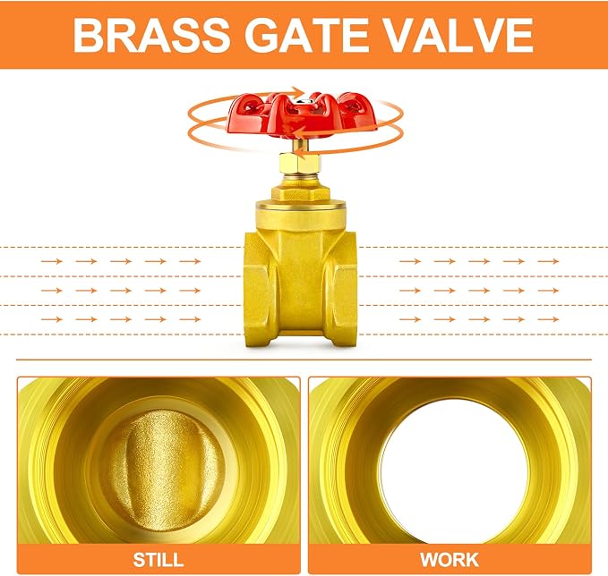 GASHER 1PCS 1-1/4 Inch Brass industrial Gate Valve, Heavy-duty Rotary Sluice - Image 6