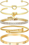 18 K Gold Plated Love Bangle Bracelet Stack Cuff Jewelry for Women Jewelry Set for Women Gift with Box