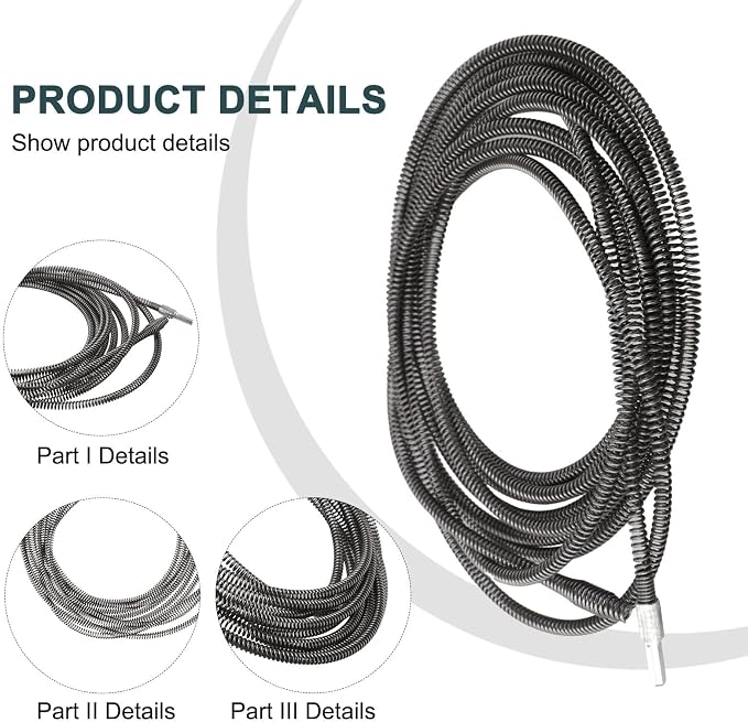 5M Drain Snake Drill, Manganese Steel Pipe Dredging, Flexible Sewer Cleaner - Image 9