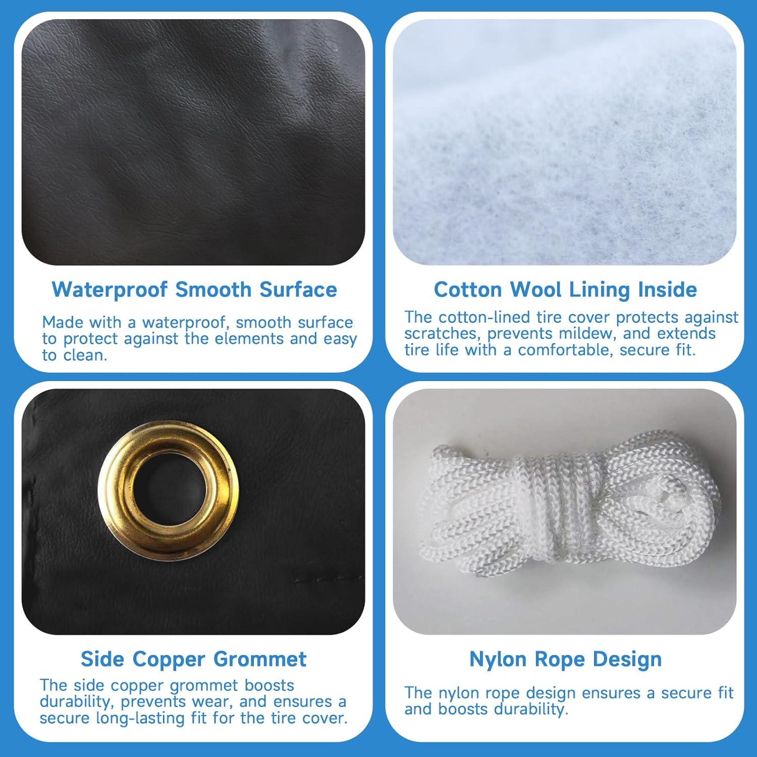 Tire Covers 4 Pack, Waterproof Thickening Tire Wheel Protector for Truck, SUV, Trailer, Camper, RV, Universal Fits Tire Diameters 27-29 inches, Black