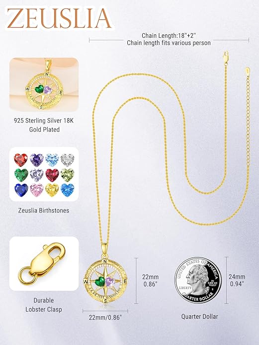 Valentine's Day Gifts for Wife 925 Sterling Silver Double Birthstone Pendant Necklaces I Love You for Always and Forever Necklace Anniversary Birthday Gifts for Wife Girlfriend Mom Her