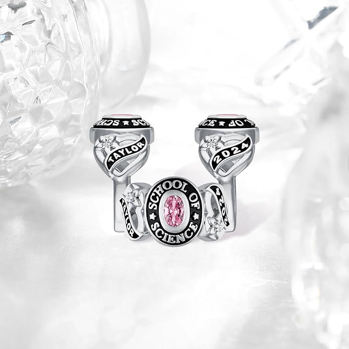 Custom Class Rings Personalized Birthstone Rings High School College Ring 925 Sterling Silver Engraved 2025 Graduation Jewelry Gifts for Women Size 4-15