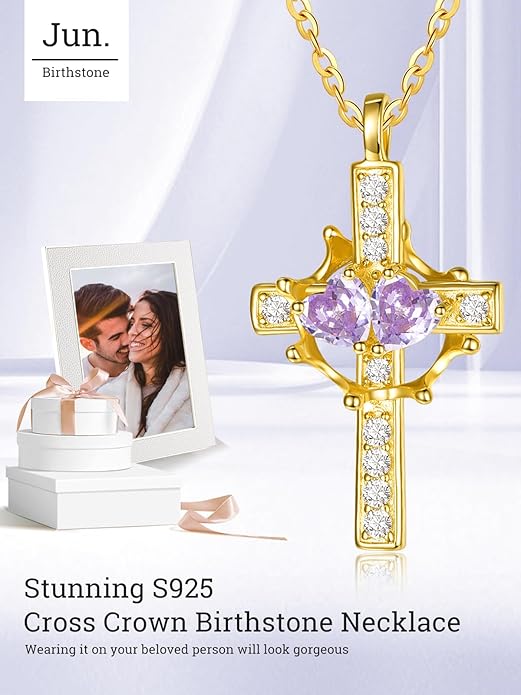 Valentine's Day Gifts for Wife 925 Sterling Silver Double Birthstone Pendant Necklaces I Love You for Always and Forever Necklace Anniversary Birthday Gifts for Wife Girlfriend Mom Her