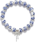 Beads Bow Charm Bracelet for Women Flower Vintage Bracelet Handmade Stretch Beaded Dainty Romantic Jewelry Gifts
