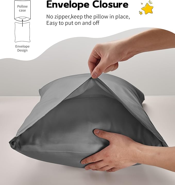 Deep Dream Toddler Pillowcases for 13x18 Pillow 2 Pack, 100% Cotton Travel Pillow Case Cover, 600 Thread Count Cotton Pillow Covers, Soft & Breathable Small Pillow Cases Envelope Closure, Dark Grey