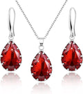 Linawe Crystal Jewelry Sets for Women, Imitation Diamond Pendant Necklace, Rhinestone Drop Dangle Earrings, Birthstone Cubic Zirconia Matching Wedding Jewelry, 14K Gold/Rose Gold/Silver Tones