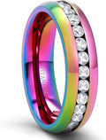 TIGRADE 2.5mm 4mm 5mm 6mm Titanium Ring Cubic Zirconia Engagement Ring Wedding Band Size 3 to 13.5