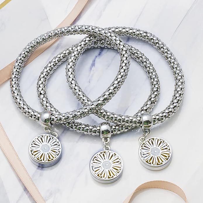 Crystal Charms Multilayer Bracelets - 3PCS Gold/Silver/Rose Gold Corn Chain Bracelet for Women, Tree of Life Heart Shaped Stretch Bracelet