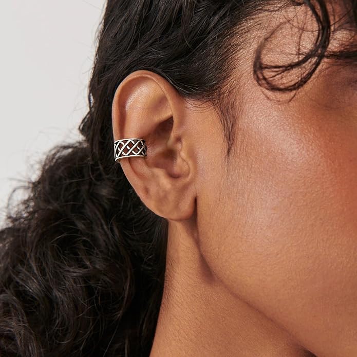 CHIC & ARTSY 925 Sterling Silver Ear Cuffs for Women, Non Piercing Clip On Cartilage Cuffs, Adjustable Fake Conch & Helix Earrings, Gold Plated & Oxidized Various Styles