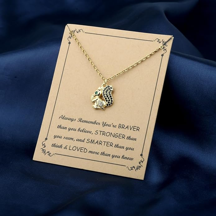 FUSTMW Squirrel Pendant Necklace Gifts for Squirrel Lovers Jewelry Squirrels Inspired Gifts for Women Forest Animal Gift