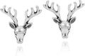 AeraVida Majestic Stag Deer Head .925 Sterling Silver Stud Earrings | Elegant Nature-Inspired Jewelry for Women | Unique Silver Animal Studs