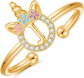 Unicorn Rings Gifts for Girls - Adjustable Initial Ring Dainty Cute Unicorn Rings for Girl Teens Little Girls Jewelry Birthday Gift