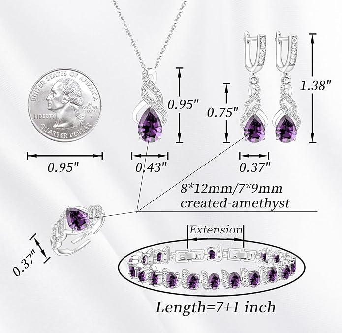GZWHD Jewelry Set for Women CZ Earrings Necklace Ring Bracelet Set Prom Party Wedding Jewelry Gift for Mother Friend Wife