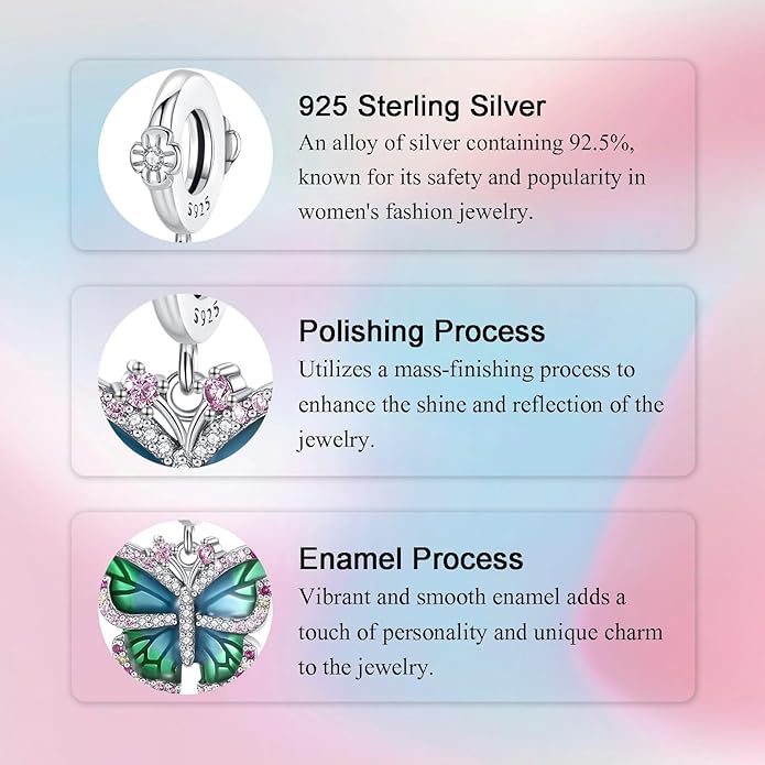 Birthday Fashion Love Heart Dangle Charm 925 Sterling Silver Charms fits Bracelets and Necklace Pendant Bead Charms Jewelry Present for Women Family Friends