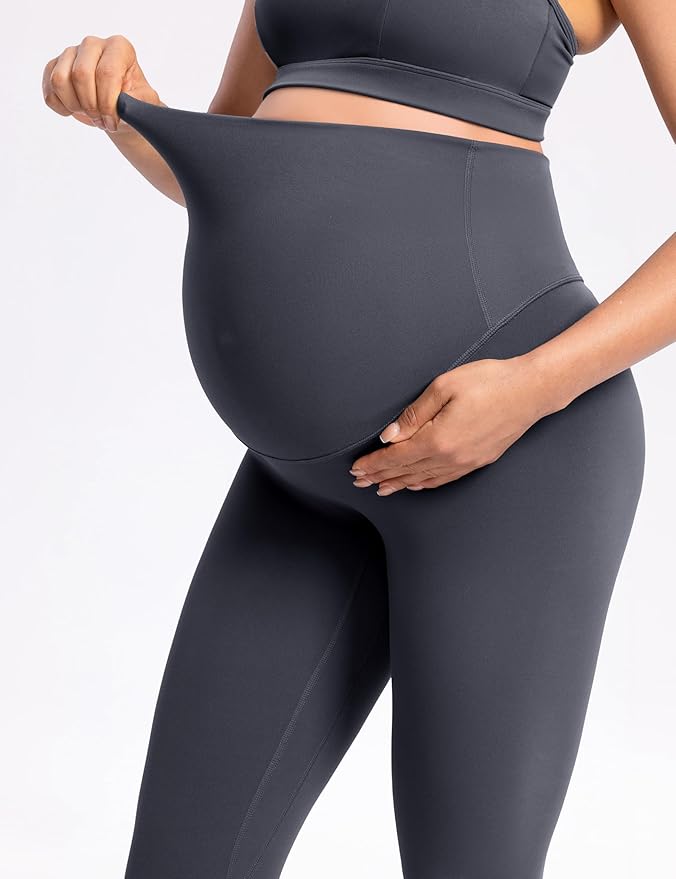 POSHDIVAH Women's Creamluxe Maternity Leggings 25"/28" Over The Belly Pregnancy Yoga Pants Active Workout Leggings